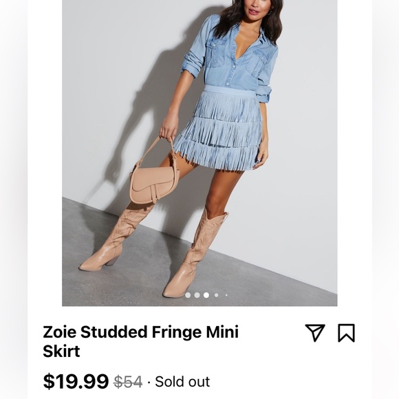 Zoie Studded Fringe Mini Skirt - Picture 3 of 6